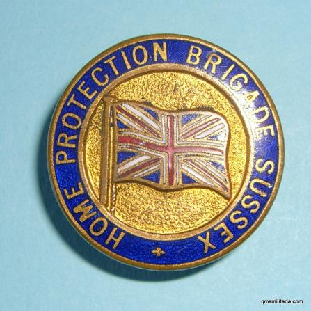 WW1 Scarce Sussex Home Protection Brigade Mufti Lapel Buttonhole Badge