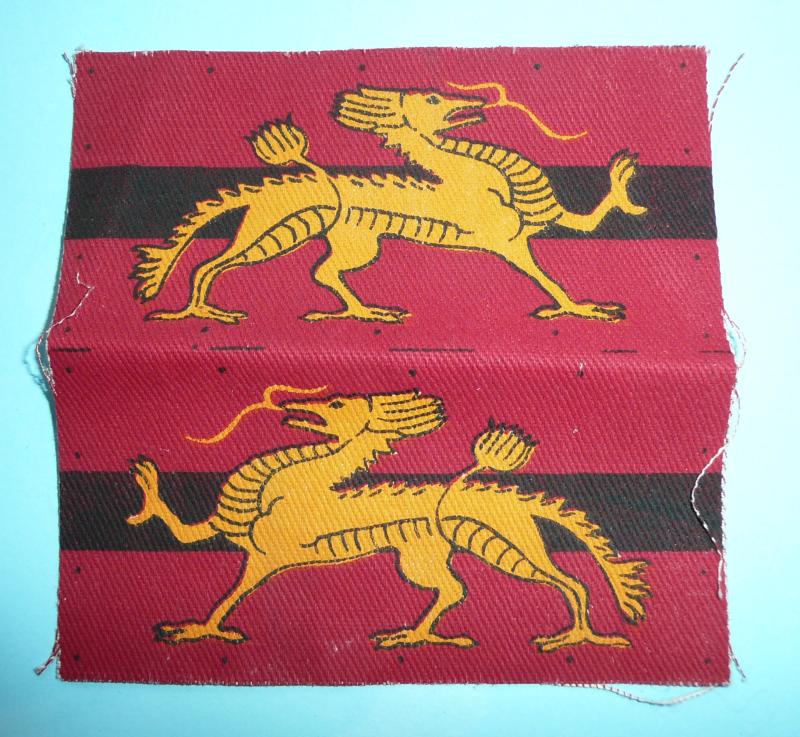 Uncut Matched facing printed pair of British Forces Hong Kong Formation Signs Pathes Designations Shoulder Badges