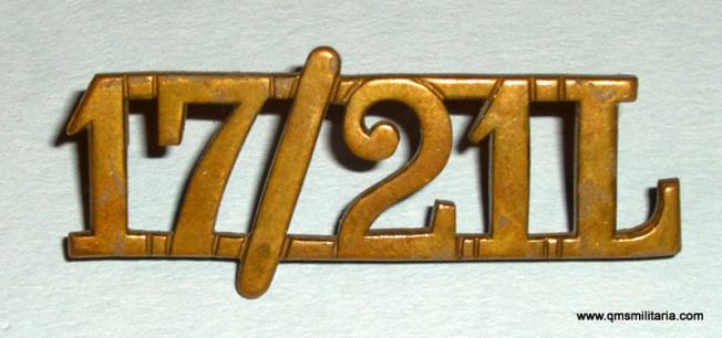 17 / 21 L - 17th / 21st Lancers Other Ranks Large Brass Shoulder Title