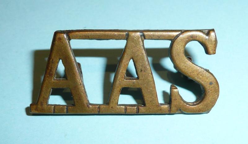 WW1  - AAS Anti Aircraft Section ( Royal Garrison Artillery ) Brass Shoulder Title - Tiptaft