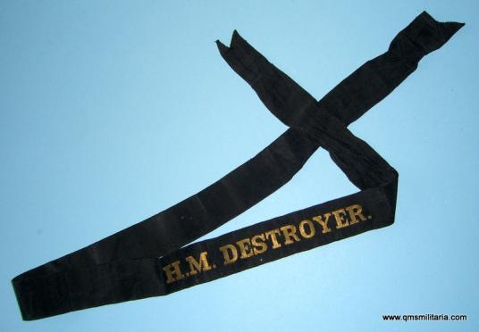 WW2 Early HM Destroyer Royal Navy Ratings Cap Tally