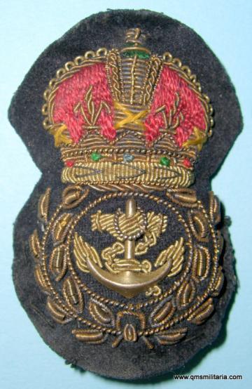 WW2 Embroidered Bullion Chief Petty Officer ( CPO ) Royal Navy Peaked Cap badge, King 's Crown