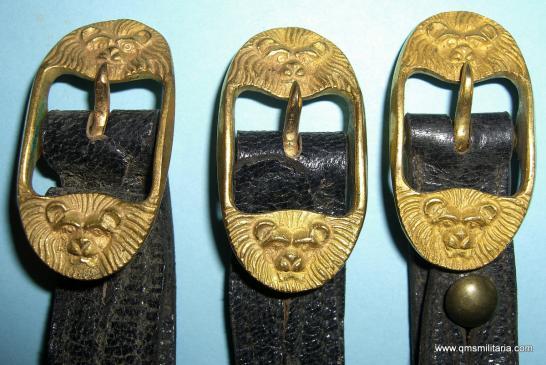 19th Century Victorian Cavalry Officers Sabretache Sling Billets with original black leather attachments