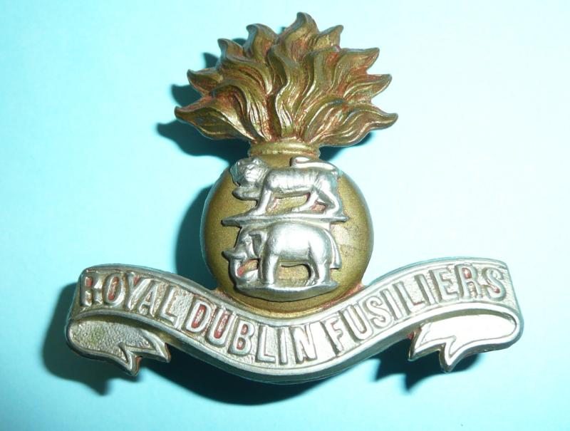 Royal Dublin Fusiliers ( RDF)  ( 102nd & 103rd Foot) Victorian / Edwardian Bi-metal cap badge