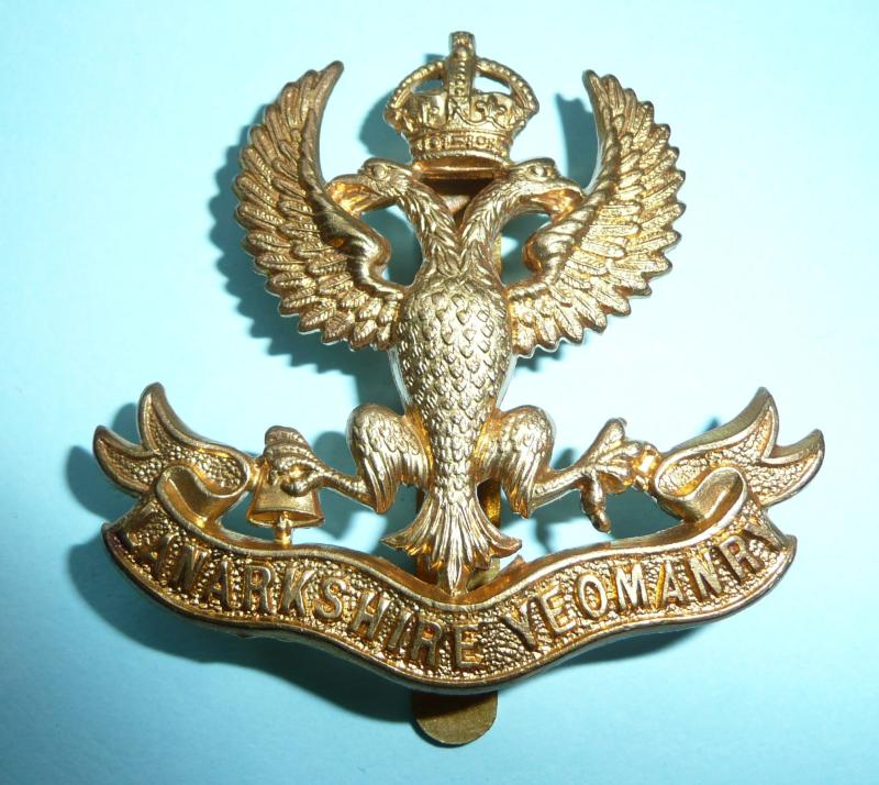 The Lanarkshire Yeomanry Brass Cap Badge, pre 1953