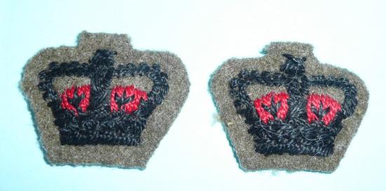 Pair of King Edward VIIs Own Gurkha Rifles Majors Rank Crowns on Khaki