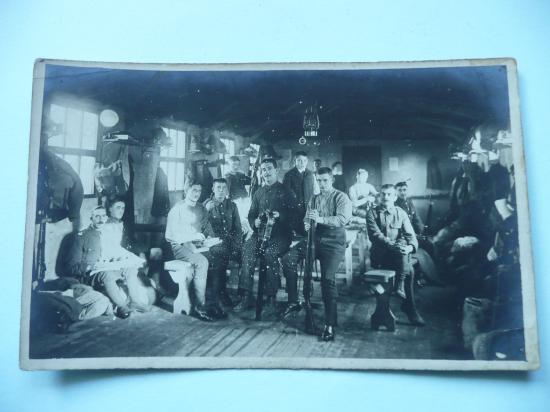 Pre WW1 / WW1 Original Photo Postcard of Troops INSIDE barrack room