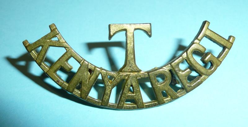 T / Kenya Regiment One Piece Brass Shoulder Title