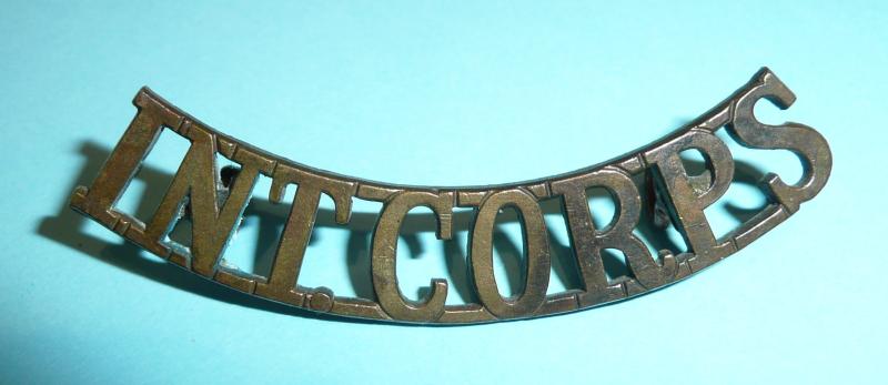 WW2 'Int Corps' Intelligence Corps Brass Shoulder Title