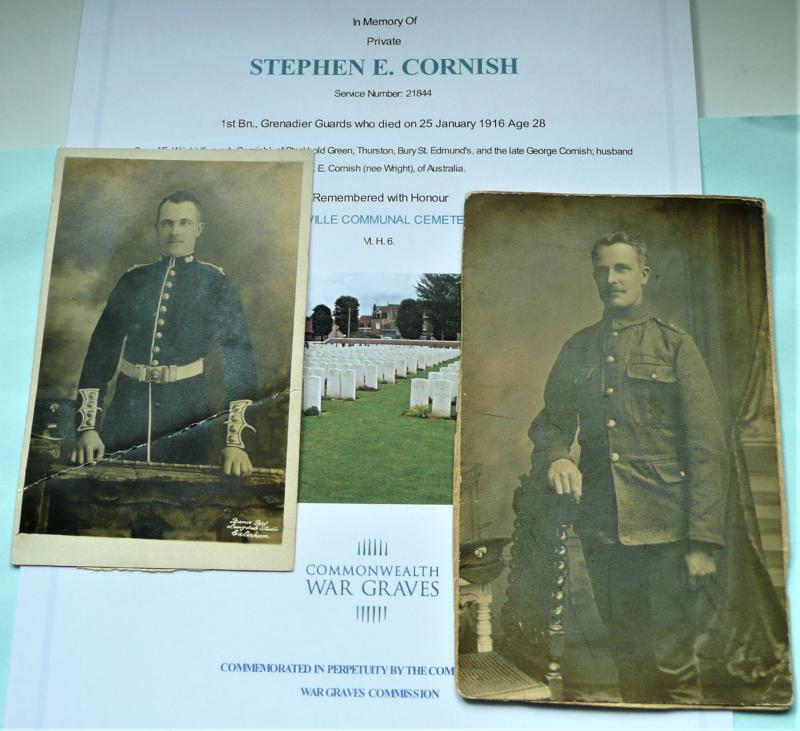 Original WW1 Photographs of Stephen E. Cornish, Grenadier Guards (An Australian Citizen) - Died of Wounds