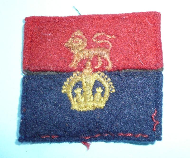 War Office Controlled Units Woven Formation Shoulder Sign Flash Patch Designation Arm Badge, King's Crown