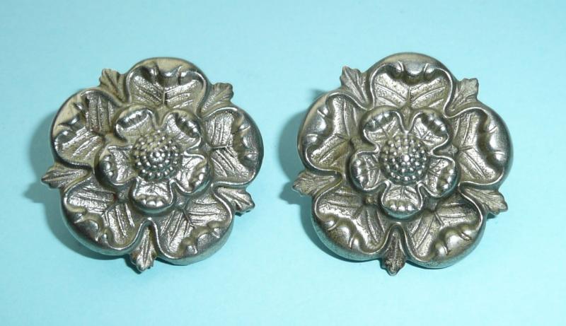 Volunteer Battalion East Lancashire Regiment White Metal Matched Collar Badges
