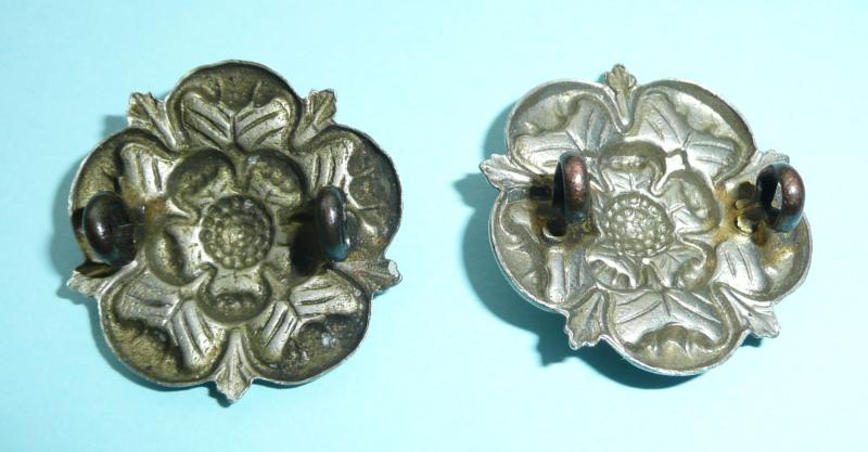 Volunteer Battalion East Lancashire Regiment White Metal Matched Collar Badges