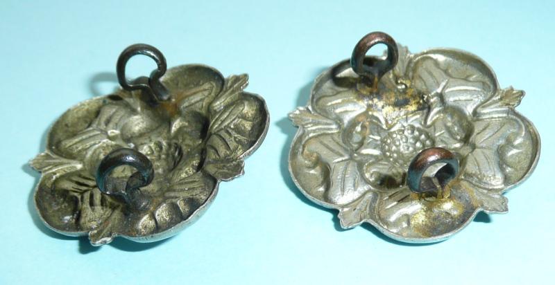 Volunteer Battalion East Lancashire Regiment White Metal Matched Collar Badges