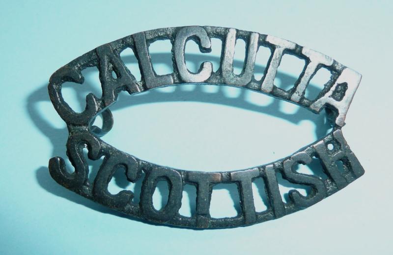 Indian Auxiliary  Force Army - Calcutta Scottish Shoulder Blackened Brass Shoulder Title