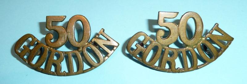 Canada Militia  - 50th Gordon Highlanders of Canada Matched Pair of Brass Shoulder Titles