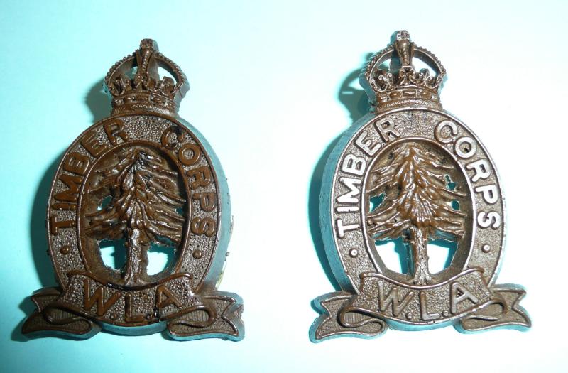 COPY /  Reproduction of a WW2 Chocolate Brown Plastic Economy Pattern Womens Land Army (WLA) Timber Corps Cap Badge - The TimberJills!