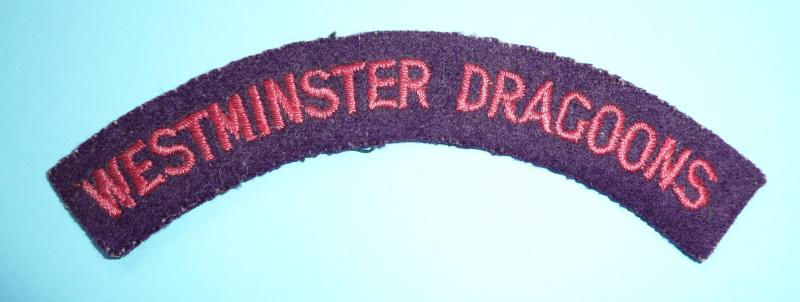 Cold War  - Westminster Dragoons (TA) Woven Felt Cloth Shoulder Title