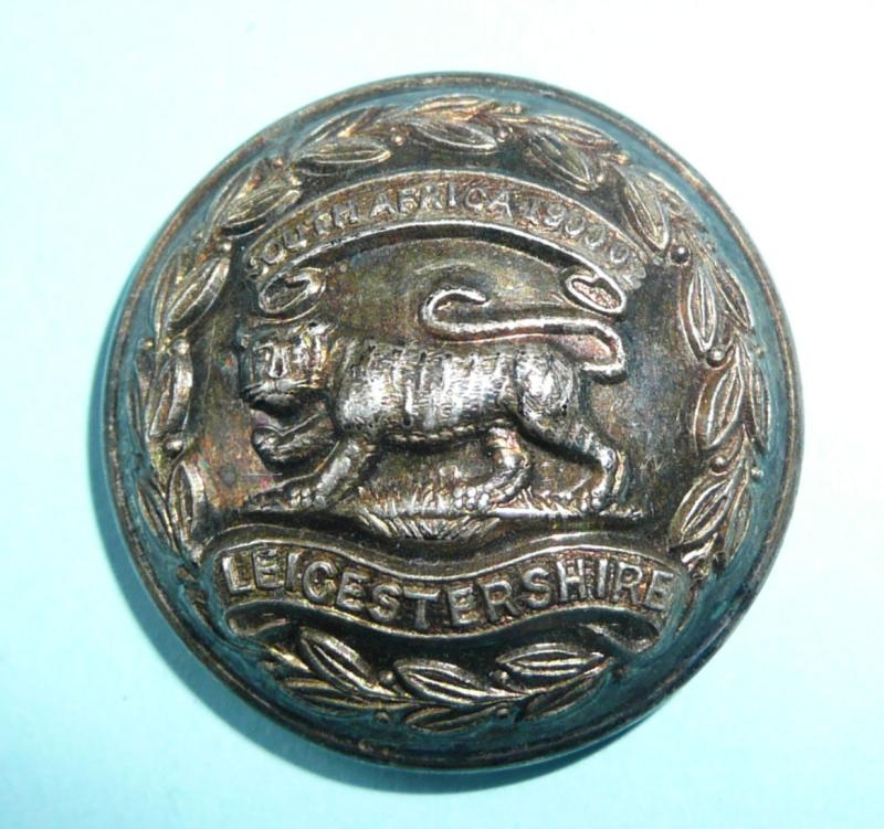 Volunteer Battalions The Leicestershire Regiment Officer's Silver Plated Large Pattern Button - South Africa Scoll