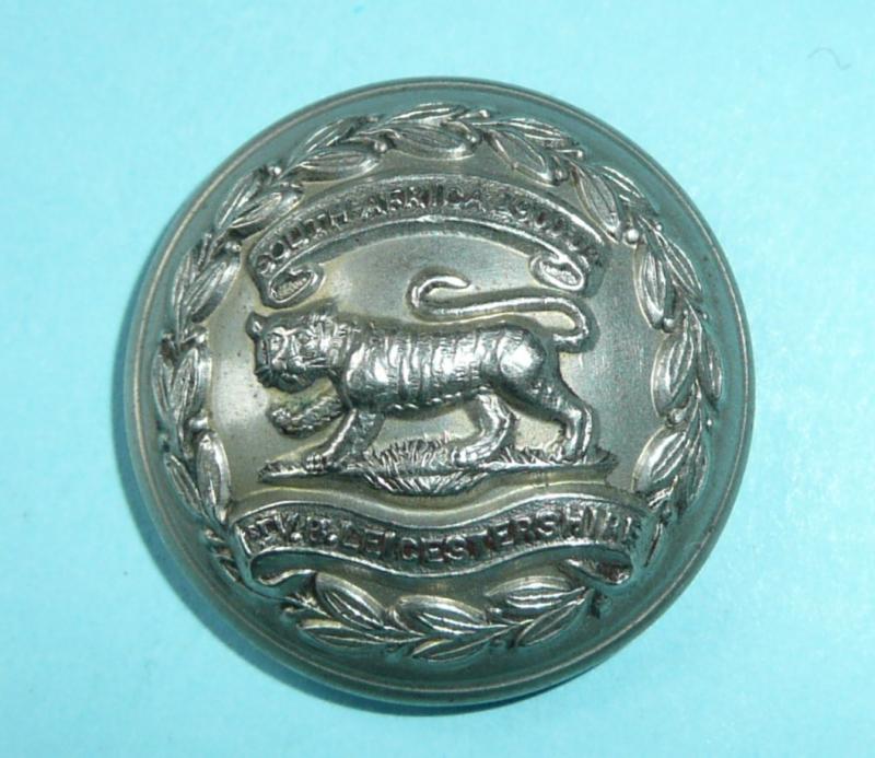 1st Volunteer Battalion The Leicestershire Regiment White Metal Large Pattern Button - South Africa Scroll