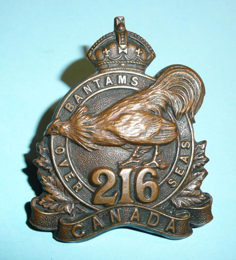 WW1 Canada - 216th (Toronto Bantams) Overseas Battalion CEF Canadian Expeditionary Force Cap Badge