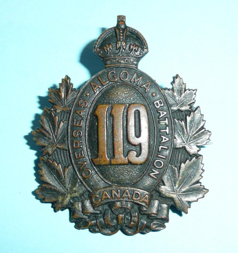 WW1 Canada - 119th CEF (Algoma) Battalion, Canadian Expeditionary Force Overseas Cap Badge