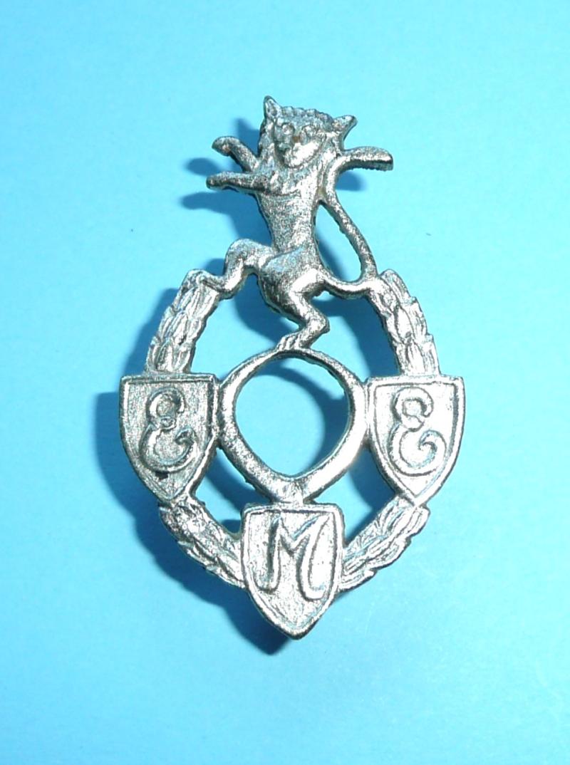 WW2 East African Electrical & Mechanical Engineers (EAEME) Cast White Metal Cap Badge