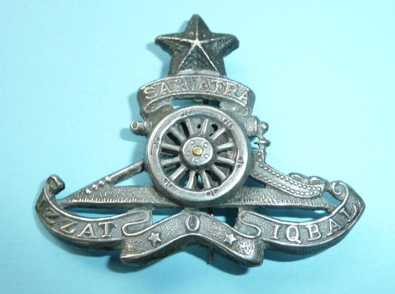 Indian Army -  Artillery Pagri /Turban Silver Plated Cap Badge