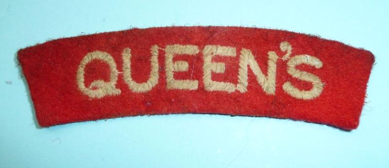 WW2 Queen's (Royal West Surrey) Regiment Woven Cloth Shoulder Title