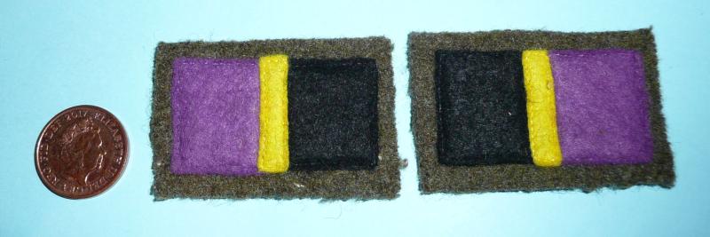 Essex Regiment Regimental Matching Pair of Felt Cloth Flashes Designations Patches on Original Battledress Panels