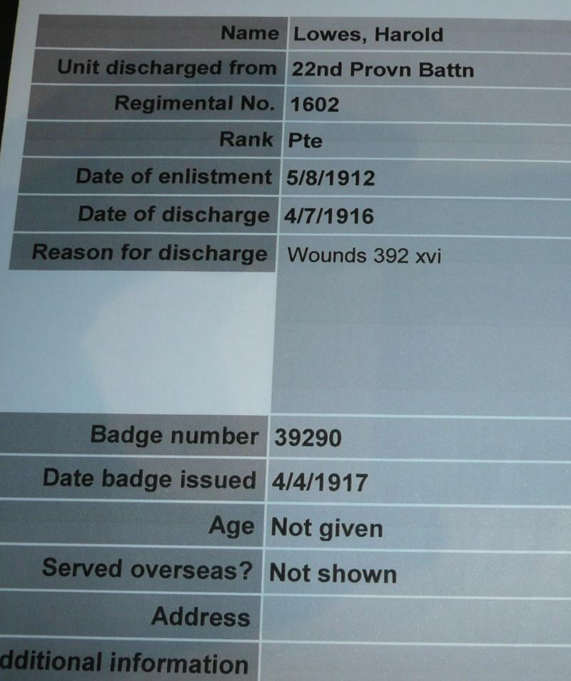 WW1 ID Identity Disc Pte Harold Pickering Lowes, 1/7th Battalion Durham Light Infantry (DLI) - Died from Wounds (gas)