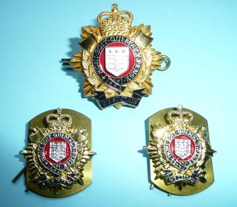 Royal Logistics Corps (RLC) Officer's Metal Cap and Collar Badge Set