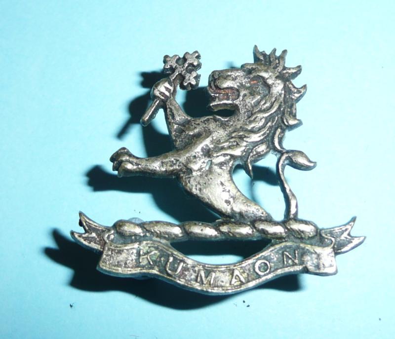 British Indian Army  - Kumaon Regiment Officer's Silver Plated Cap Badge