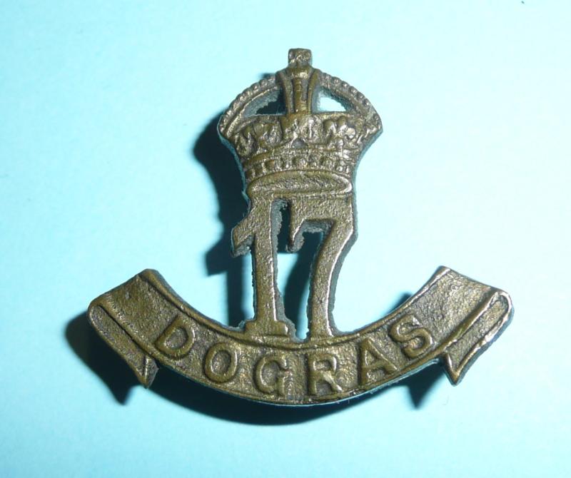 British Indian Army  - 17th Dogra Regiment Other Ranks Cast Brass Cap Badge - Maker marked