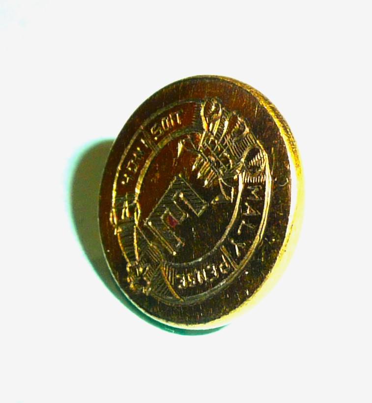 Small Pattern Gilt Button as worn by a member of the personal staff of Edward, Prince of Wales, Made for the Royal Tour to India & Burma in 1921 - 22