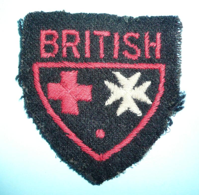 WW2 Home Front  - British Red Cross & Order of St John of Jerusalem Embroidered Cloth Uniform / War Dress Insignia