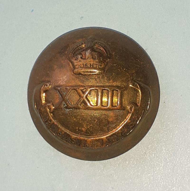 WW2 War Raised Unit - 23rd Hussars Officers Large Pattern Gilt Button
