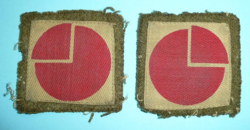 WW2 4th Infantry Division 1st Pattern Printed Formation Signs - on original Khaki backings