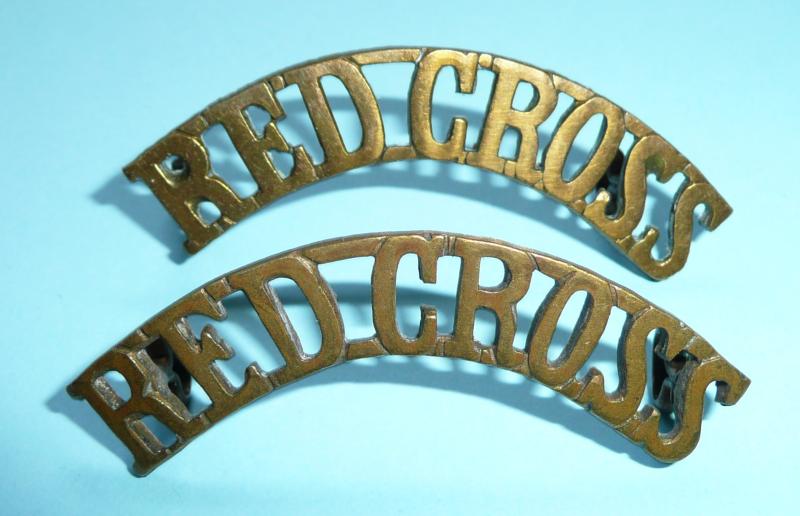 British Red Cross Society Matched Pair Brass Shoulder Titles