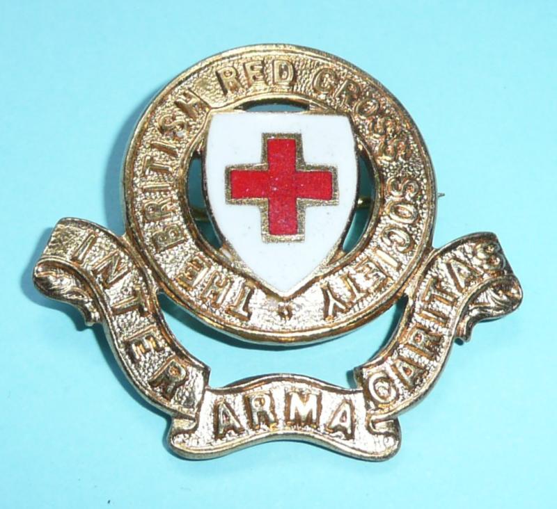 British Red Cross Society Gilding Metal and Enamel Cap Badge - Female Issue Brooch Pin Badge