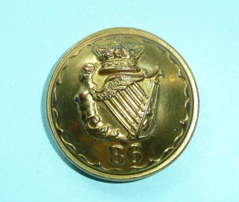 Ireland - 86th Regiment of Foot (Royal County Down Regiment) Officer's Large Pattern Gilt Button, 1855 - 1881