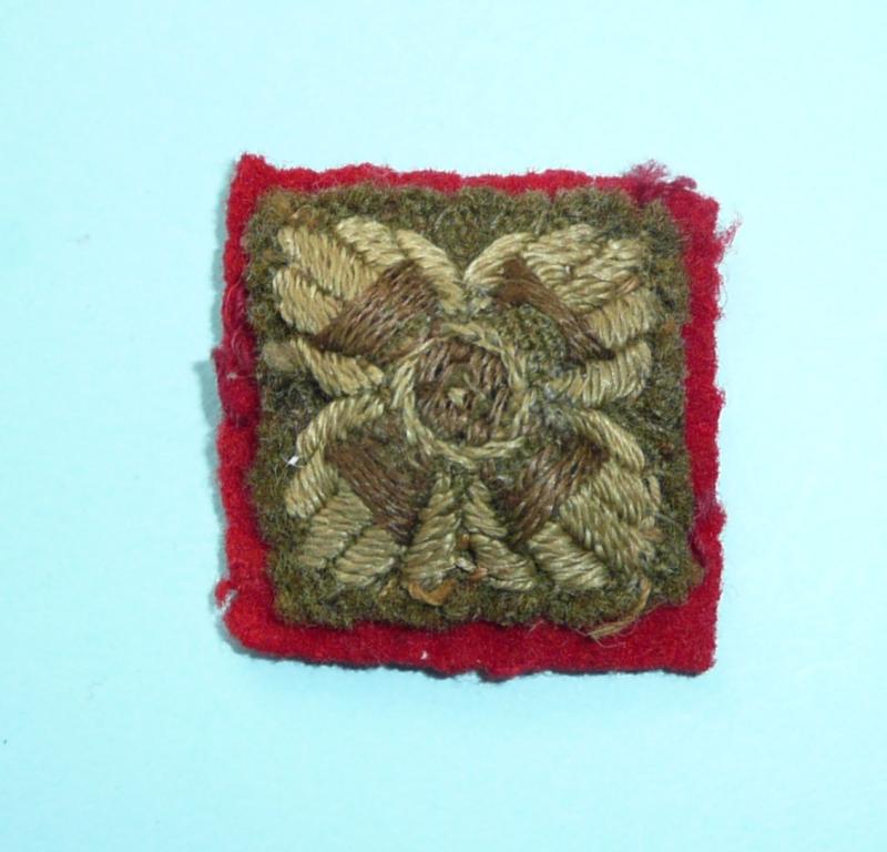WW1 / WW2, British Army Officers Woven Cloth Rank Insignia Pip Bath Star, Red Felt Backing
