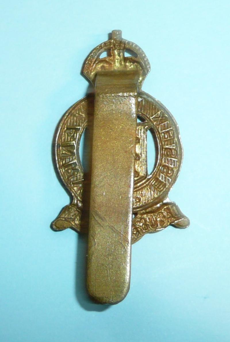 The Essex Yeomanry Small Other Rank's Gilding Metal Brass Beret Badge on Slider