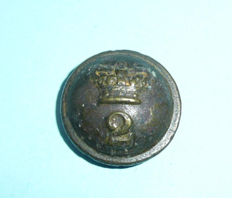 2nd Regiment of Foot (Queens Royal Surrey) Medium Pattern Other Ranks Brass Button - Poor Condition